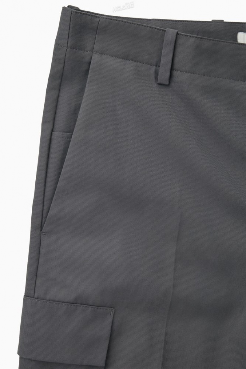 Black COS Wide-Leg Cargo Trousers Trousers | UO55-W2XN