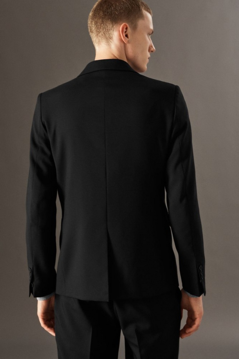 Black COS Wool-Hopsack Blazer - Slim Blazers | OU42-E0ET