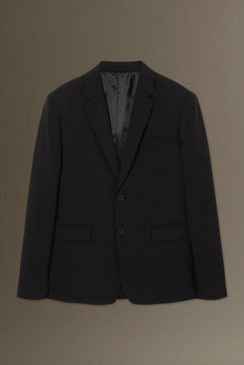 Black COS Wool-Hopsack Blazer - Slim Blazers | OU42-E0ET