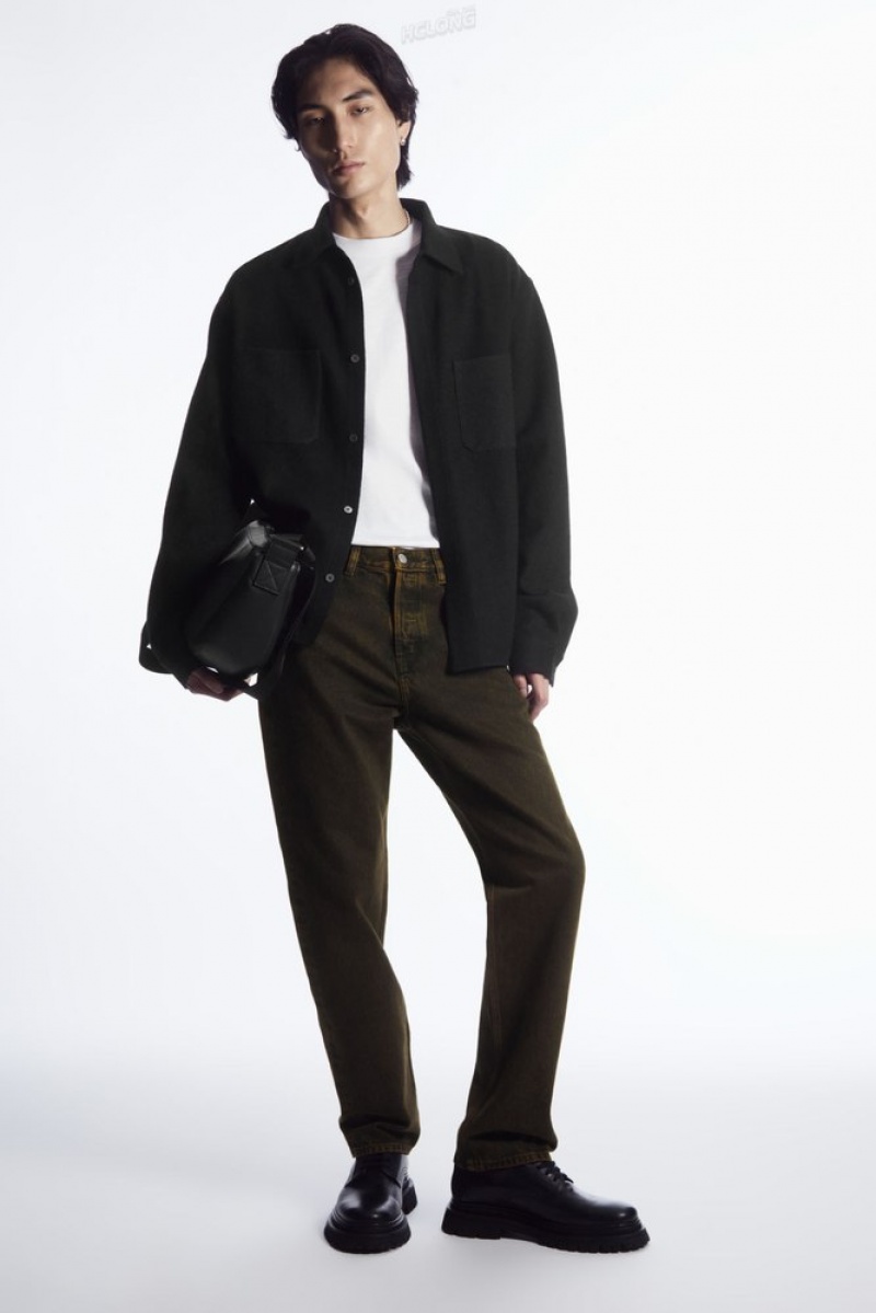 Black COS Wool-Jersey Overshirt Shirts | IQ02-D6SA