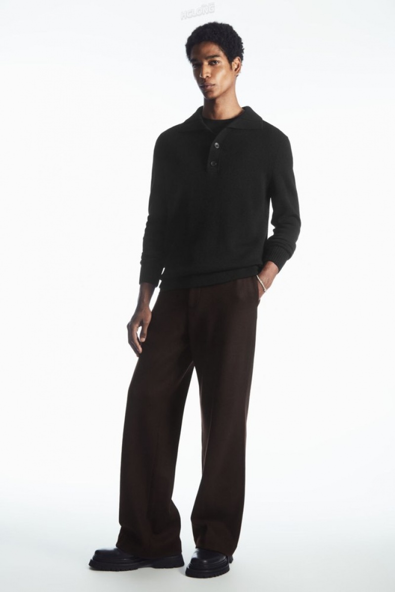 Black COS Wool And Cashmere Polo Shirt Knitwear | NG64-R3VP