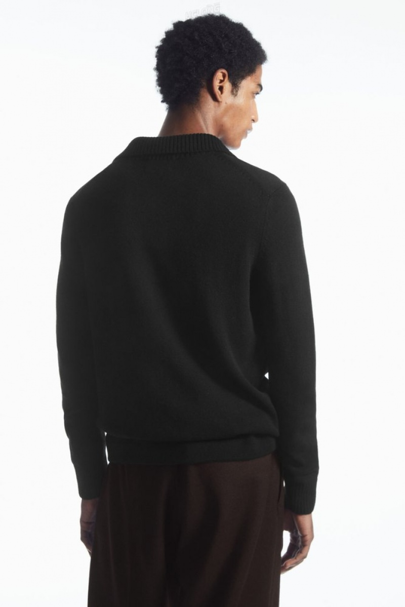 Black COS Wool And Cashmere Polo Shirt Knitwear | NG64-R3VP