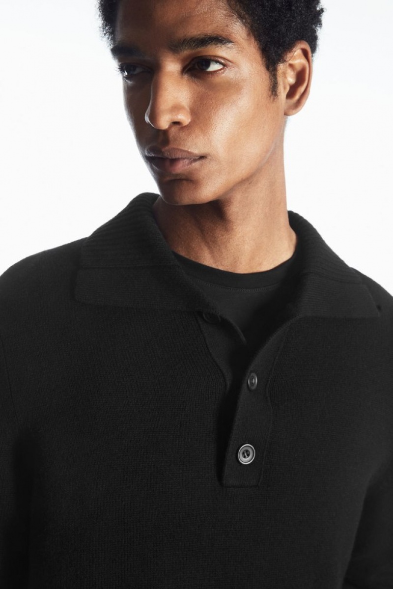 Black COS Wool And Cashmere Polo Shirt Knitwear | NG64-R3VP