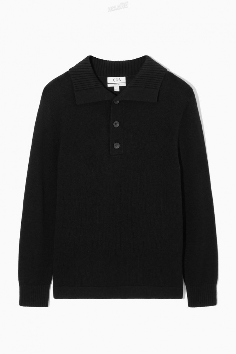 Black COS Wool And Cashmere Polo Shirt Knitwear | NG64-R3VP