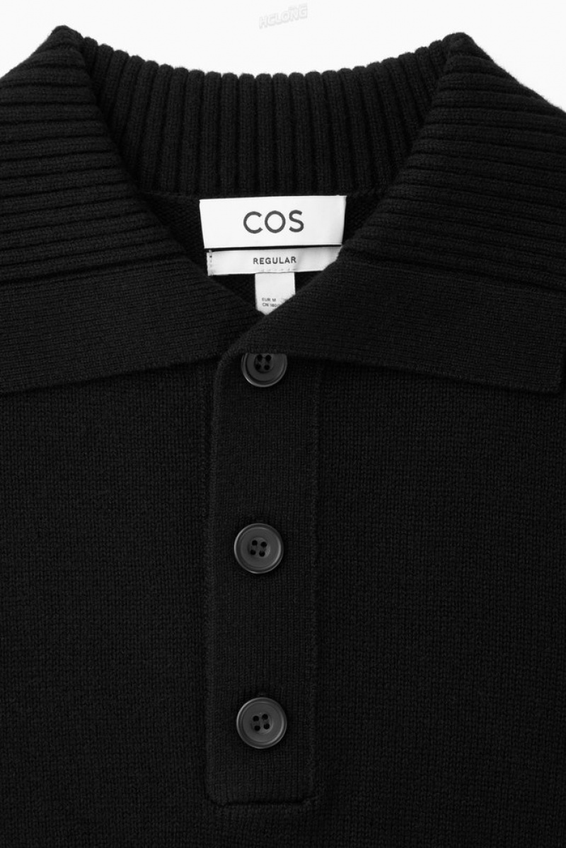 Black COS Wool And Cashmere Polo Shirt Knitwear | NG64-R3VP