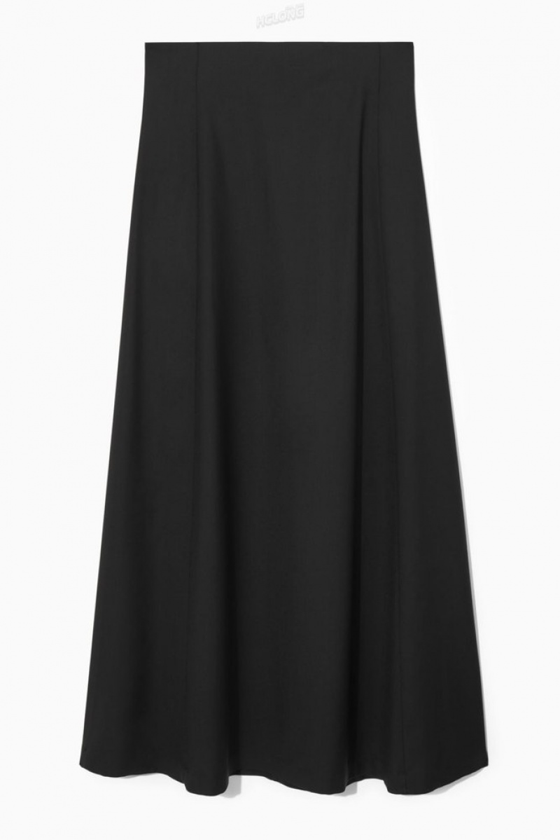 Black COS Wool Maxi Skirt Skirts | IE68-V7DF