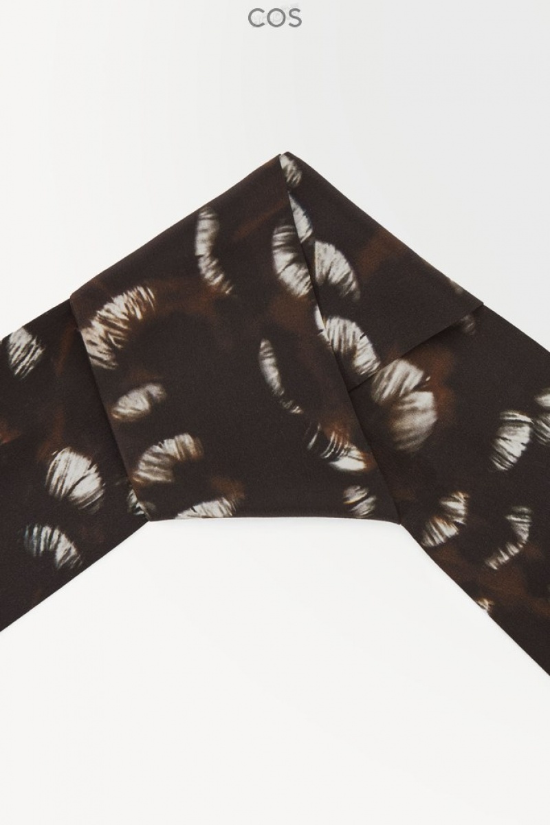 Black / Feather Print COS The Pure Silk Scarf Scarves | GG41-Q4SP