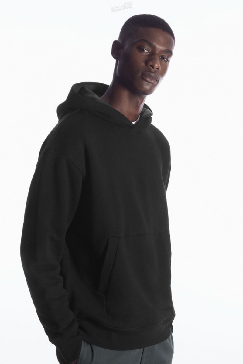 Black / Grey COS Double-Layered Jersey Hoodie Sweatshirts & Hoodies | KS92-Z6HW