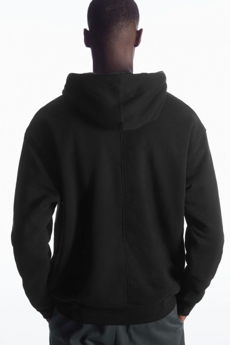 Black / Grey COS Double-Layered Jersey Hoodie Sweatshirts & Hoodies | KS92-Z6HW