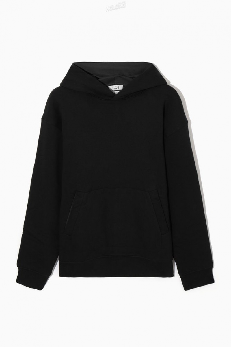 Black / Grey COS Double-Layered Jersey Hoodie Sweatshirts & Hoodies | KS92-Z6HW