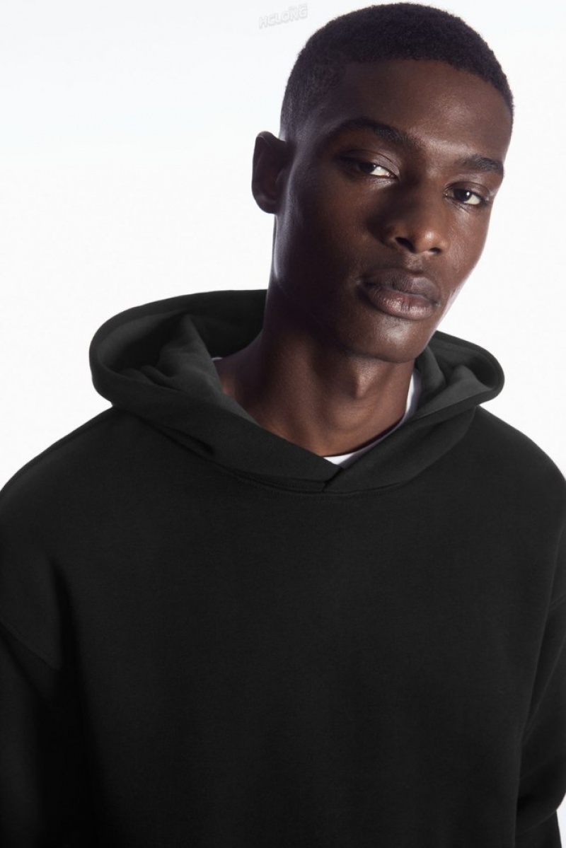 Black / Grey COS Double-Layered Jersey Hoodie Sweatshirts & Hoodies | KS92-Z6HW