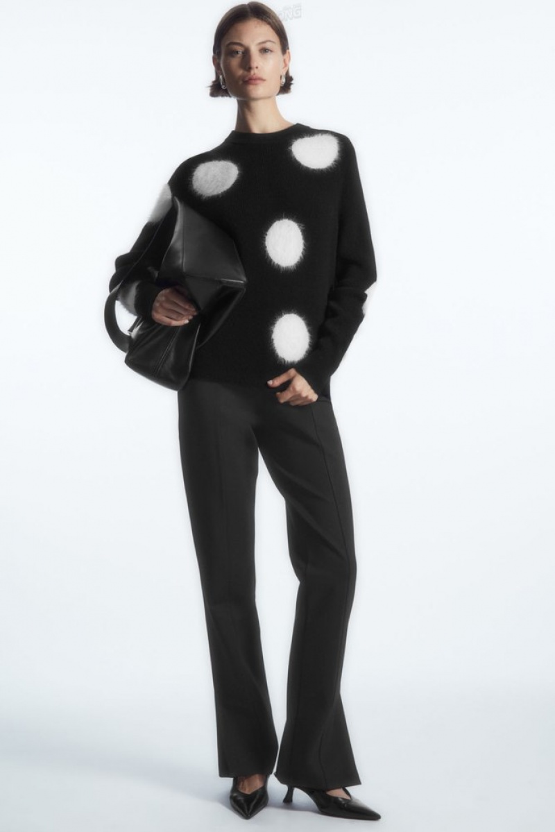 Black / White COS Intarsia-Knit Polka-Dot Wool Sweater Sweaters & Cardigans | KL43-F5GL