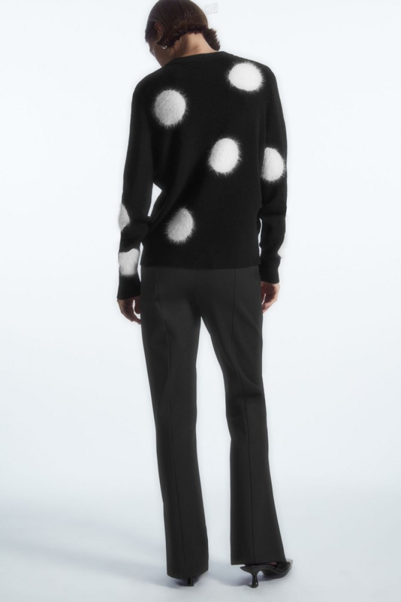 Black / White COS Intarsia-Knit Polka-Dot Wool Sweater Sweaters & Cardigans | KL43-F5GL