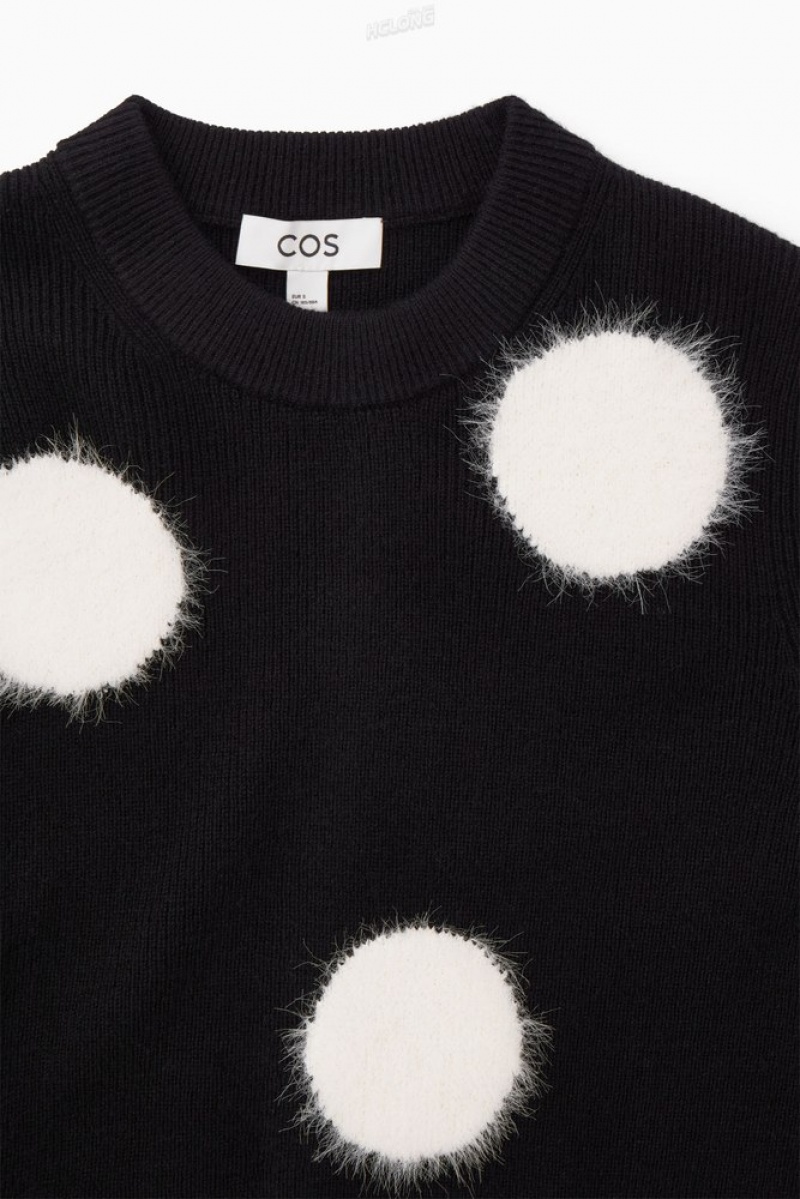 Black / White COS Intarsia-Knit Polka-Dot Wool Sweater Sweaters & Cardigans | KL43-F5GL