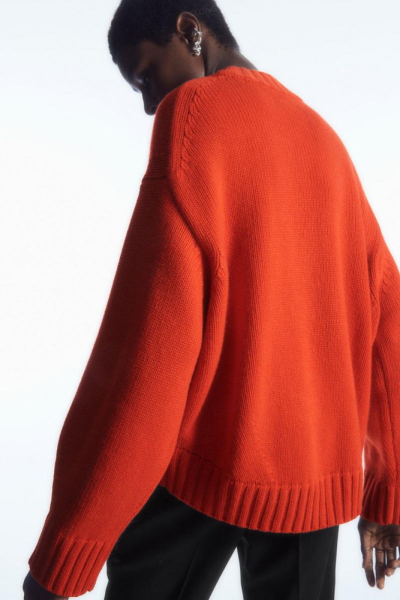 Bright Orange COS Chunky Pure Cashmere Crew-Neck Sweater Sweaters & Cardigans | XL95-D5UW