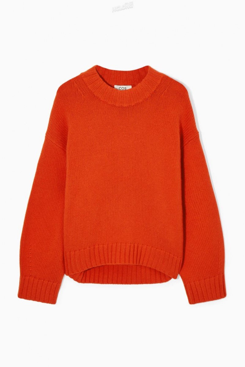 Bright Orange COS Chunky Pure Cashmere Crew-Neck Sweater Sweaters & Cardigans | XL95-D5UW