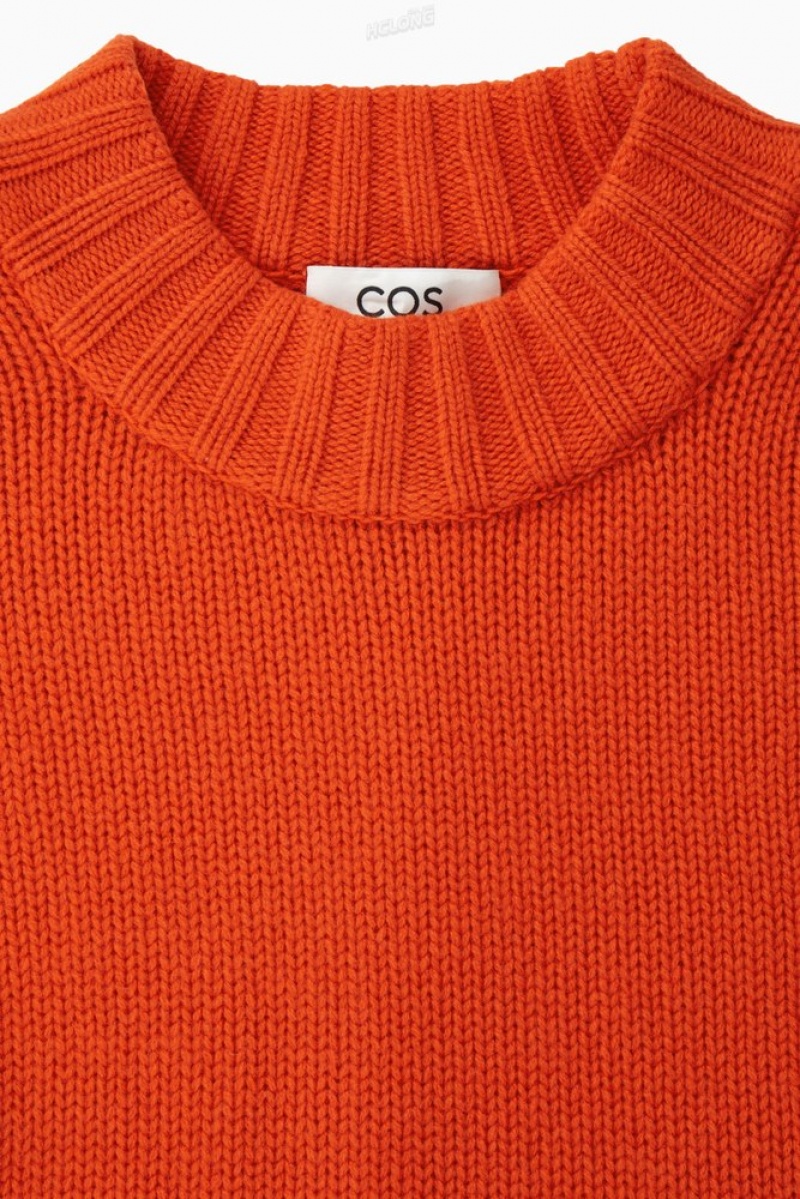 Bright Orange COS Chunky Pure Cashmere Crew-Neck Sweater Sweaters & Cardigans | XL95-D5UW