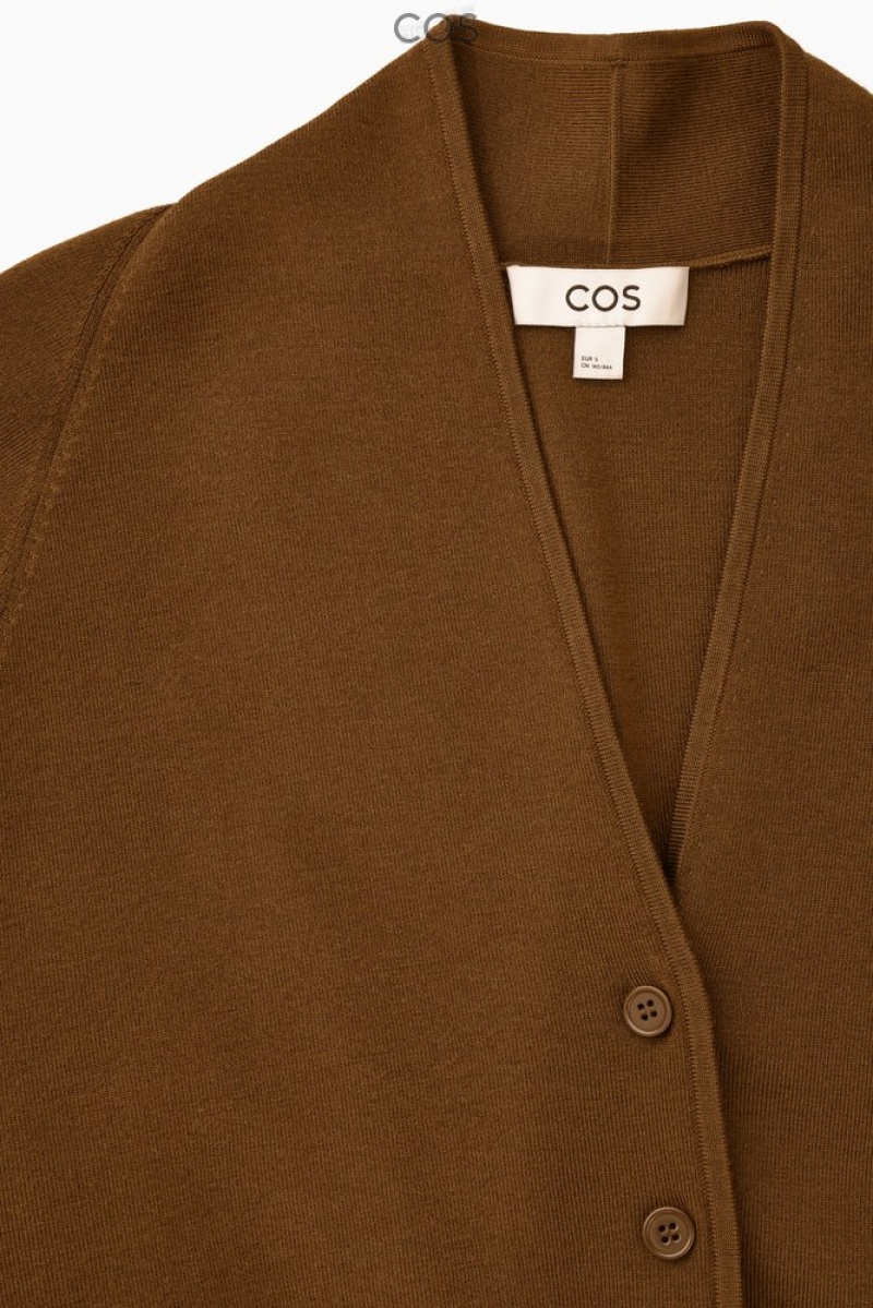 Brown COS Waisted Knitted Cardigan Sweaters & Cardigans | NL97-Q9IL