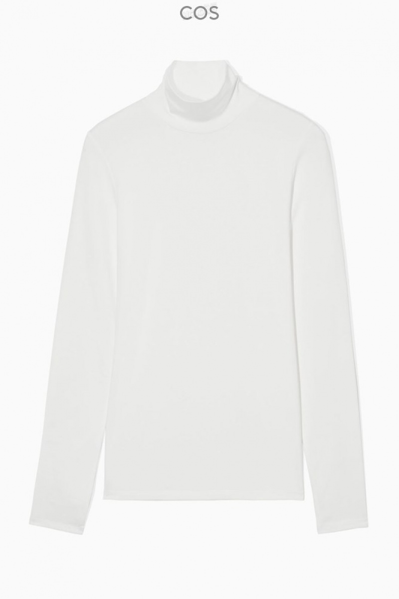 COS Long-Sleeved Jersey Roll-Neck Top Tops | JF33-Z5RY