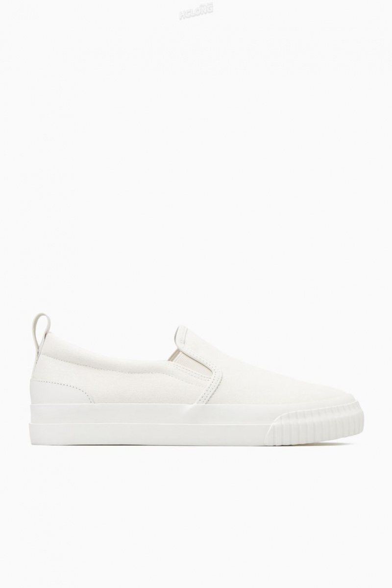 Cream COS Canvas Slip-On Trainers Sneakers | MS57-K0MJ