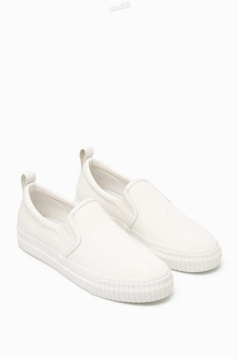 Cream COS Canvas Slip-On Trainers Sneakers | MS57-K0MJ