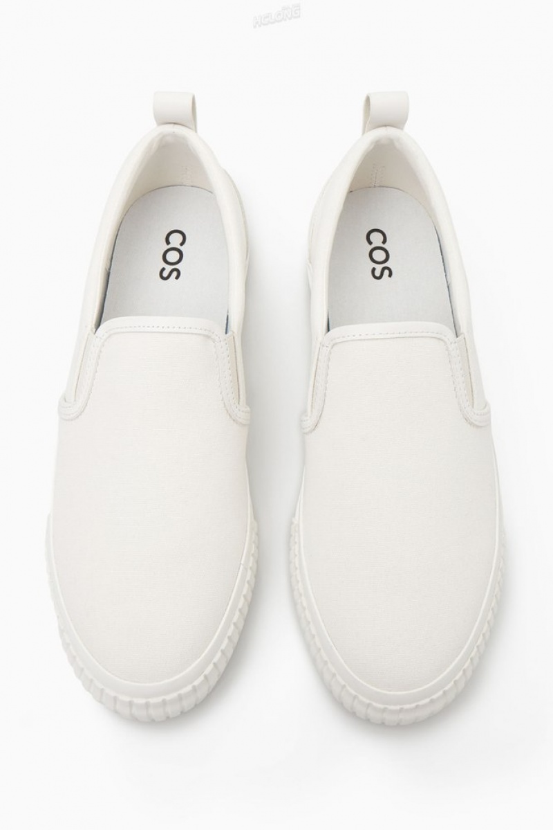 Cream COS Canvas Slip-On Trainers Sneakers | MS57-K0MJ