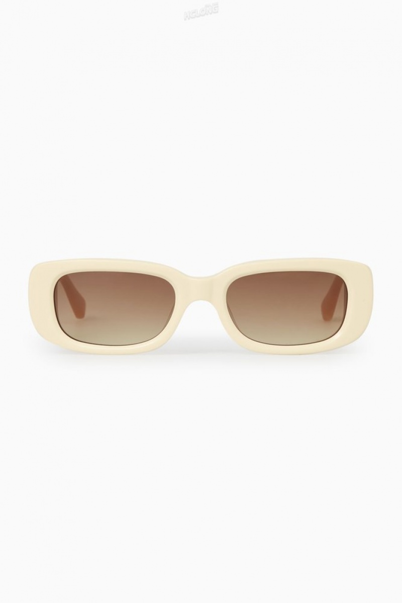 Cream / Pink COS The Rectangle Acetate Sunglasses Sunglasses | TC32-C7VC