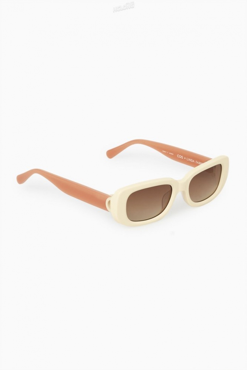 Cream / Pink COS The Rectangle Acetate Sunglasses Sunglasses | TC32-C7VC