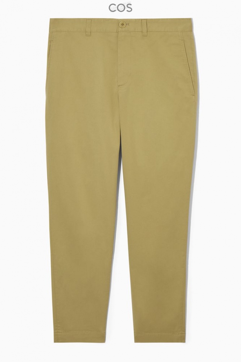 Dark Beige COS Tapered Twill Chinos Pants | XH76-M8XL