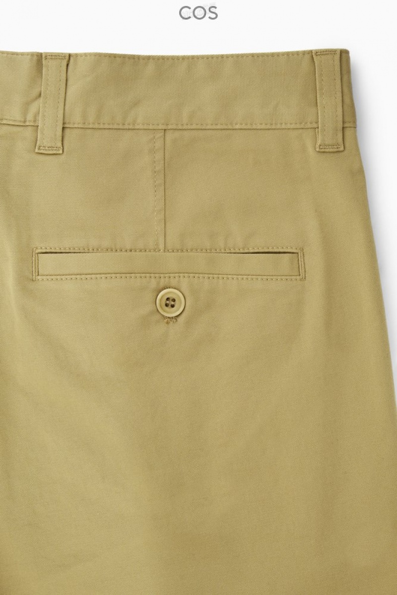 Dark Beige COS Tapered Twill Chinos Pants | XH76-M8XL