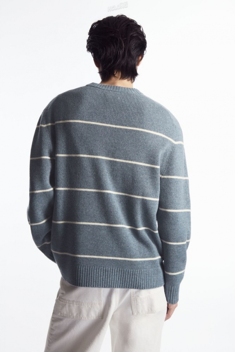 Dark Beige / Striped COS Striped Wool And Yak-Blend Jumper Knitwear | RM74-H1XV