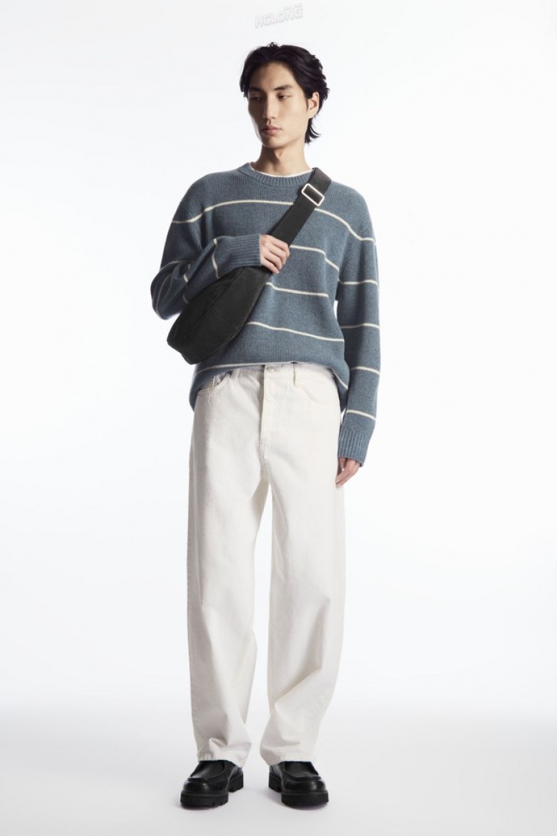 Dark Beige / Striped COS Striped Wool And Yak-Blend Jumper Knitwear | RM74-H1XV