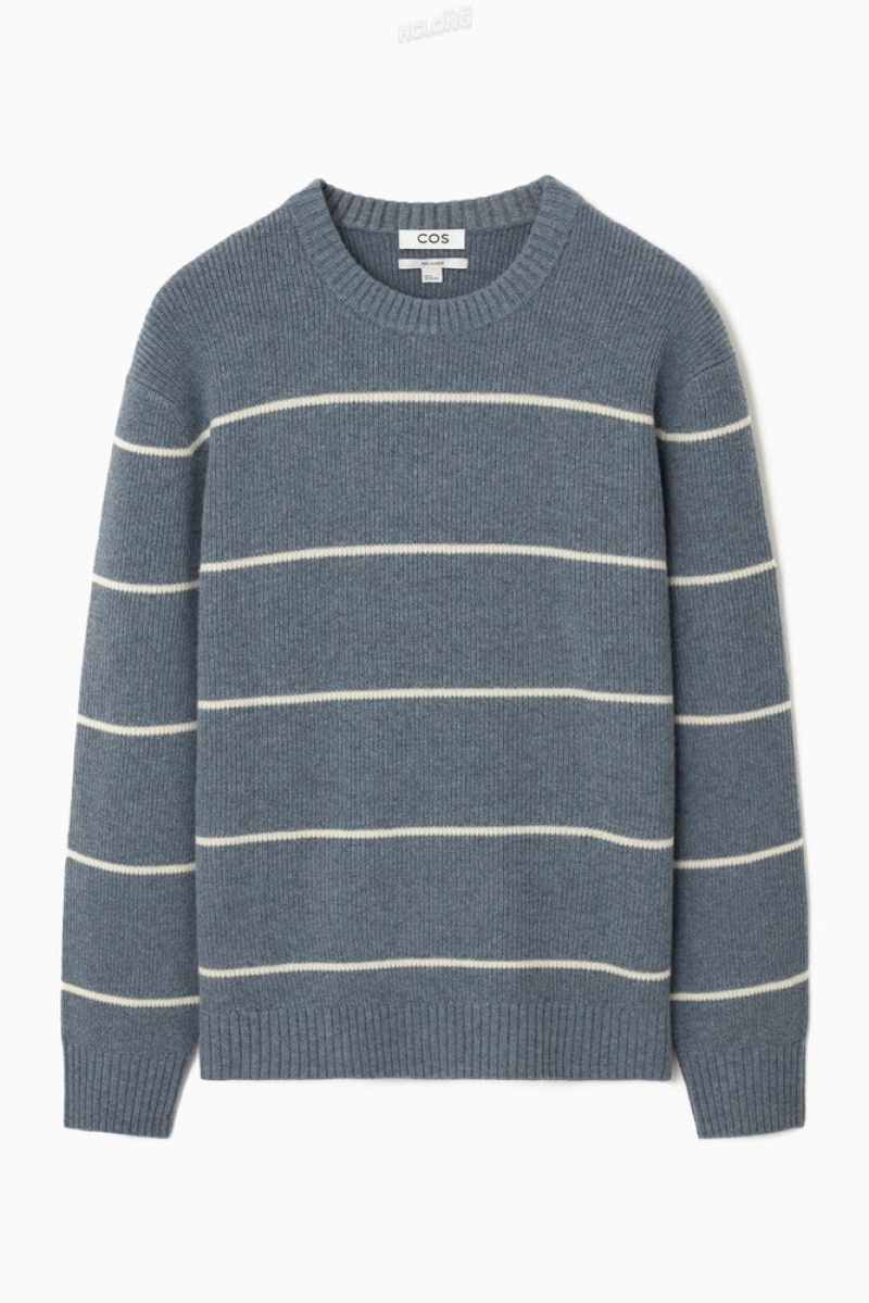 Dark Beige / Striped COS Striped Wool And Yak-Blend Jumper Knitwear | RM74-H1XV