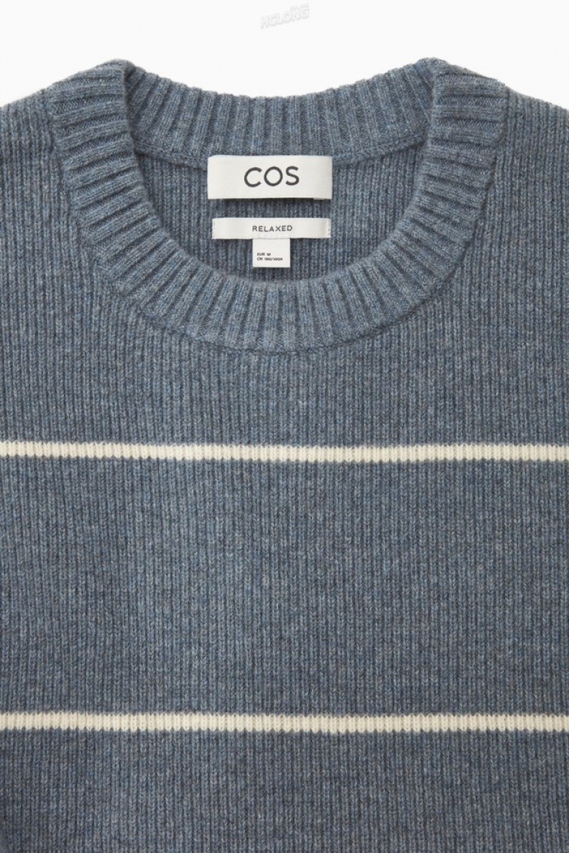 Dark Beige / Striped COS Striped Wool And Yak-Blend Jumper Knitwear | RM74-H1XV