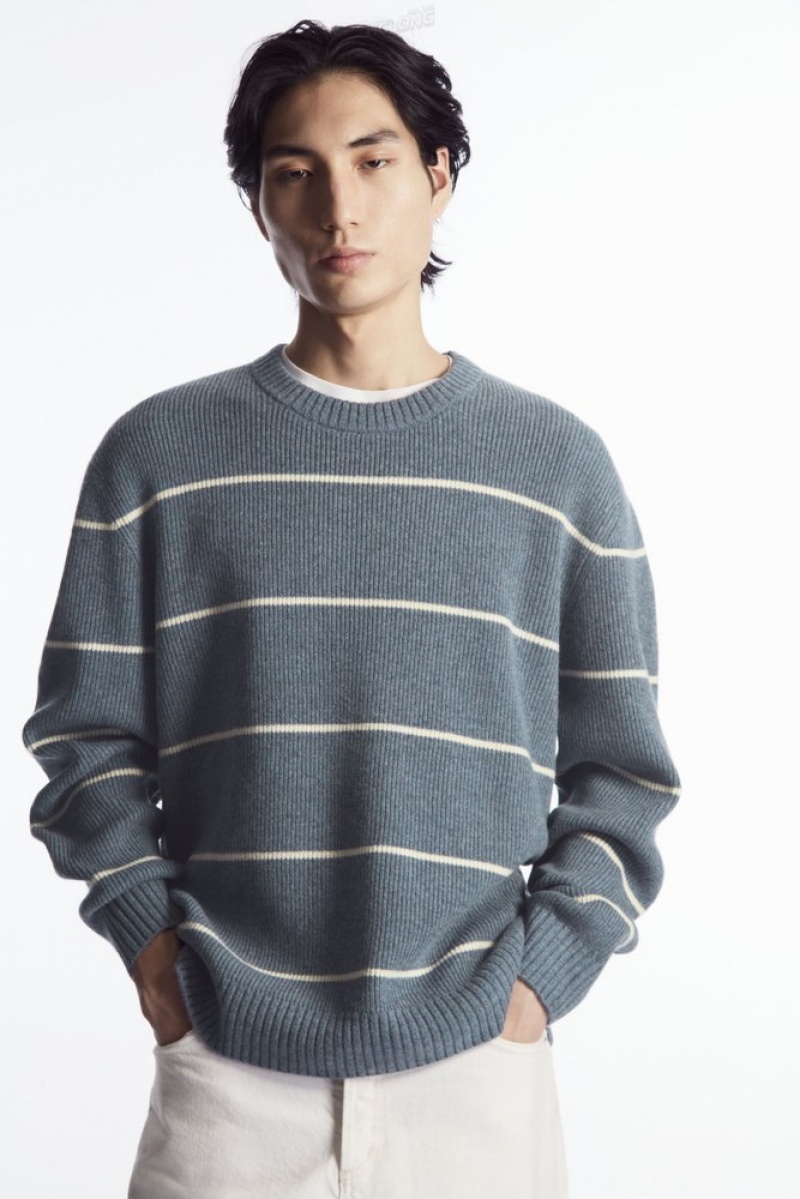 Dark Beige / Striped COS Striped Wool And Yak-Blend Jumper Knitwear | RM74-H1XV