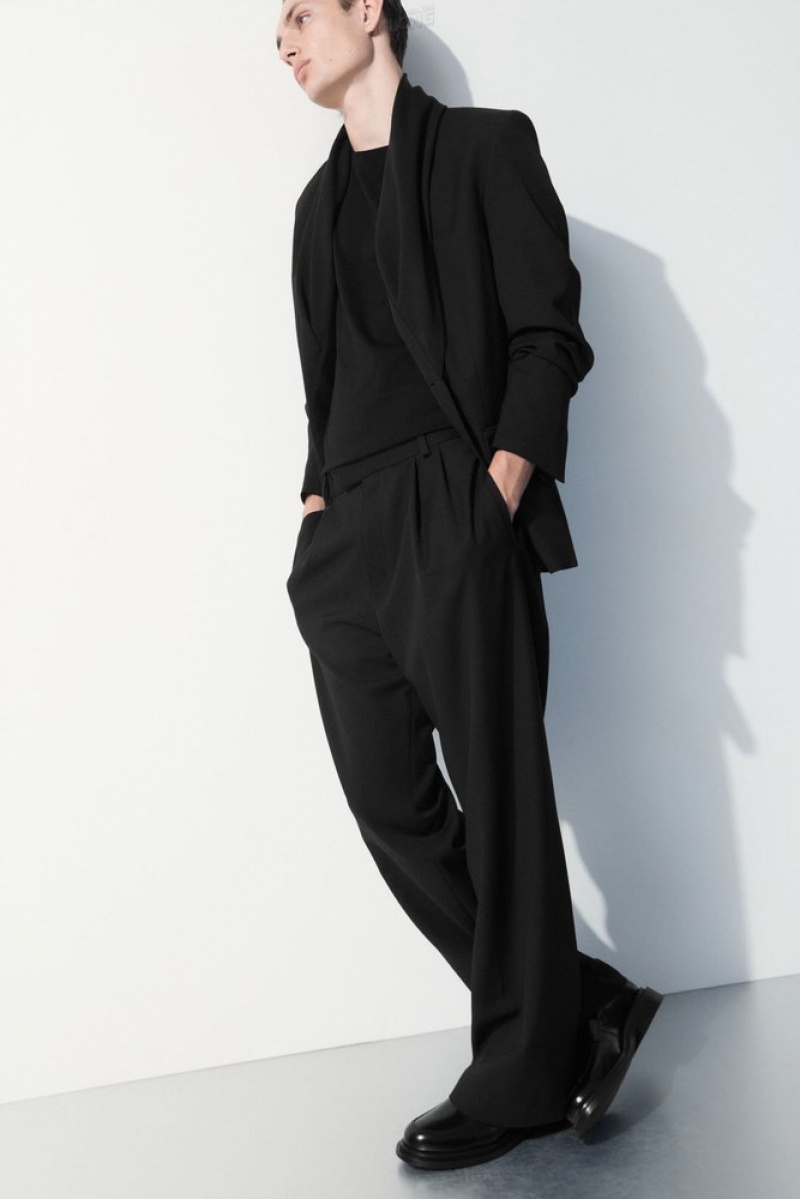 Dark Brown COS The Pleated Wool Pants Suit Pants | EM39-P3IO