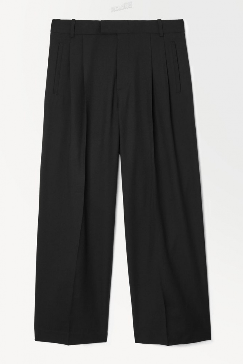 Dark Brown COS The Pleated Wool Pants Suit Pants | EM39-P3IO