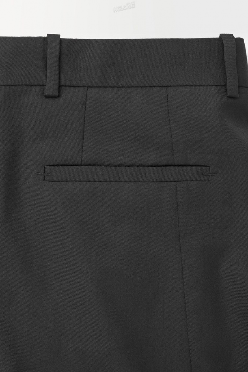 Dark Brown COS The Pleated Wool Pants Suit Pants | EM39-P3IO