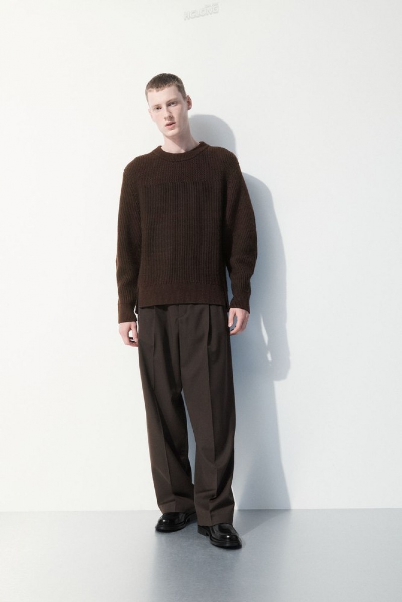 Dark Brown MéLange COS The Panelled Wool Jumper Sweaters & Cardigans | NT76-V0JN