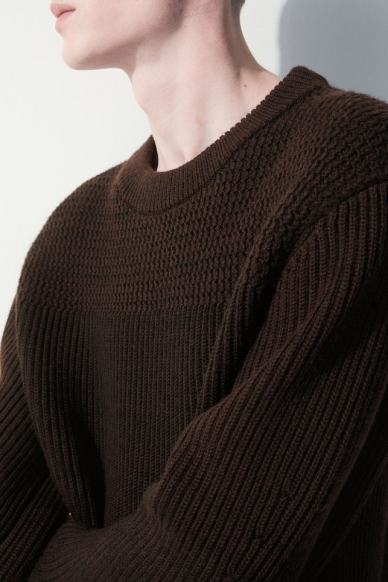 Dark Brown MéLange COS The Panelled Wool Jumper Sweaters & Cardigans | NT76-V0JN