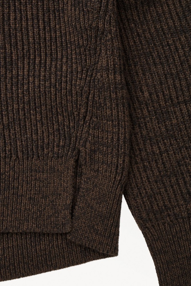 Dark Brown MéLange COS The Panelled Wool Jumper Sweaters & Cardigans | NT76-V0JN