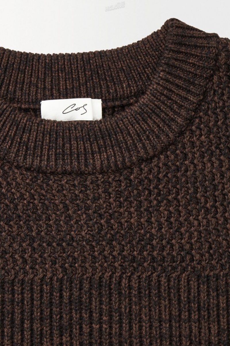 Dark Brown MéLange COS The Panelled Wool Jumper Sweaters & Cardigans | NT76-V0JN