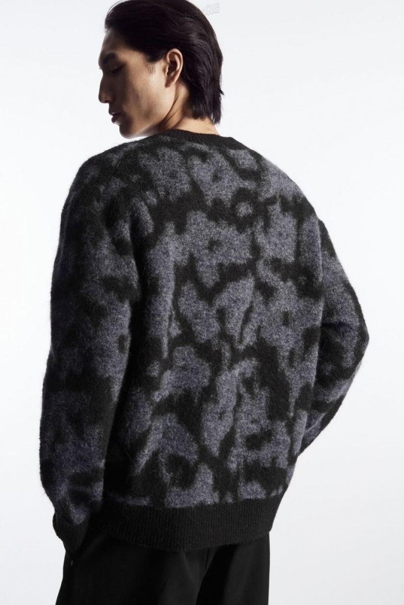 Dark Brown / Grey COS Animal-Jacquard Alpaca-Blend Jumper Sweaters & Cardigans | XR96-D9XI