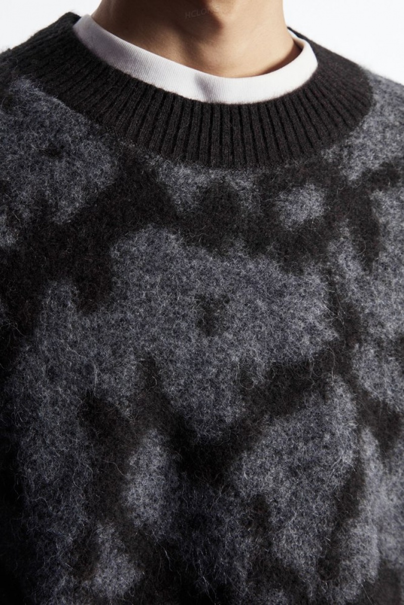 Dark Brown / Grey COS Animal-Jacquard Alpaca-Blend Jumper Sweaters & Cardigans | XR96-D9XI