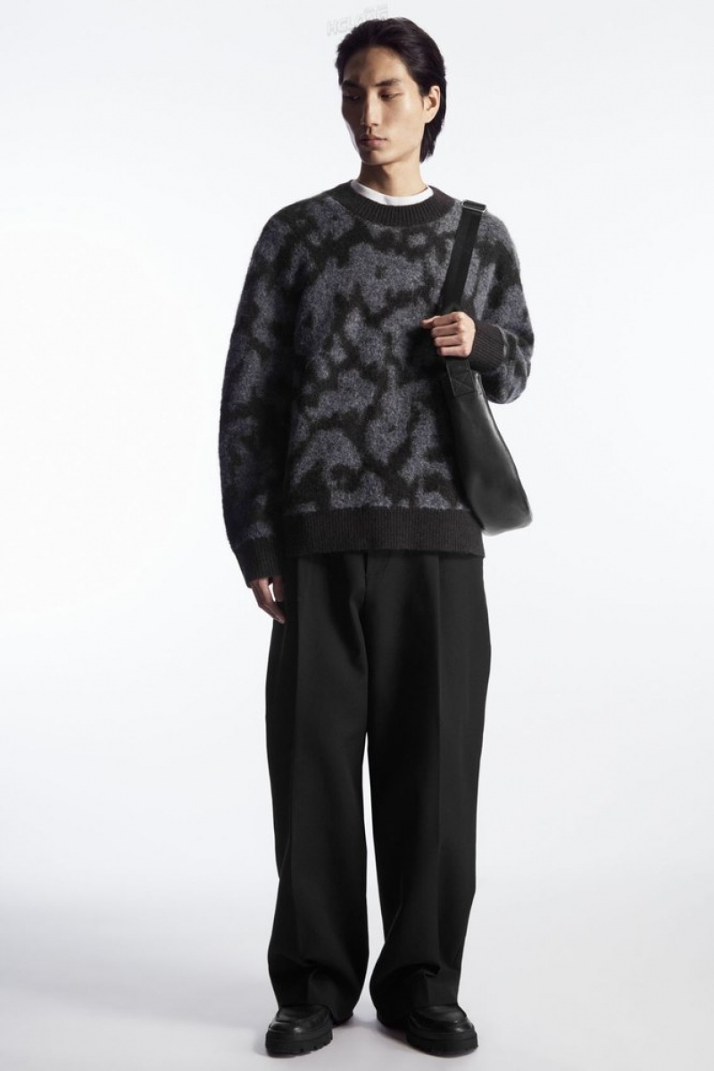 Dark Brown / Grey COS Animal-Jacquard Alpaca-Blend Jumper Sweaters & Cardigans | XR96-D9XI