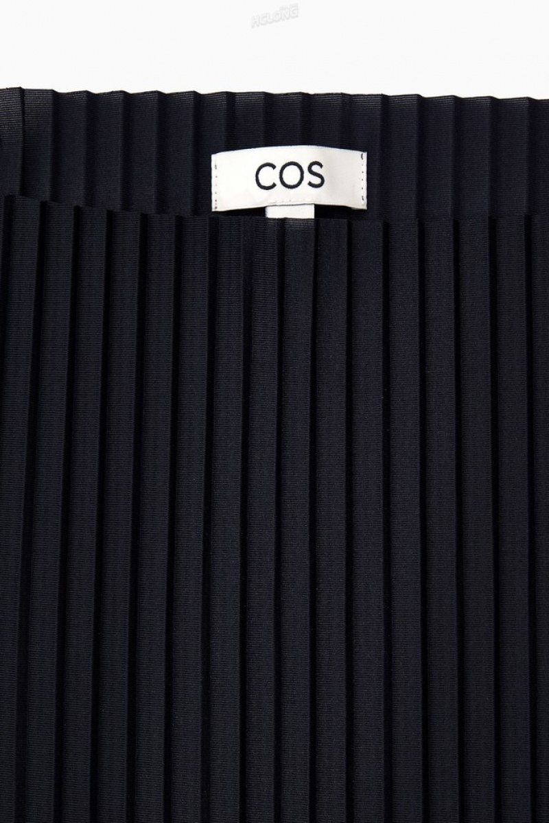 Dark Navy COS Plissé Sleeveless Top Tops | OP57-E2AN