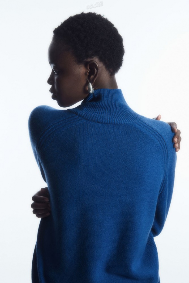 Dark Navy COS Pure Cashmere Turtleneck Jumper Knitwear & Cardigans | PX63-W0MN