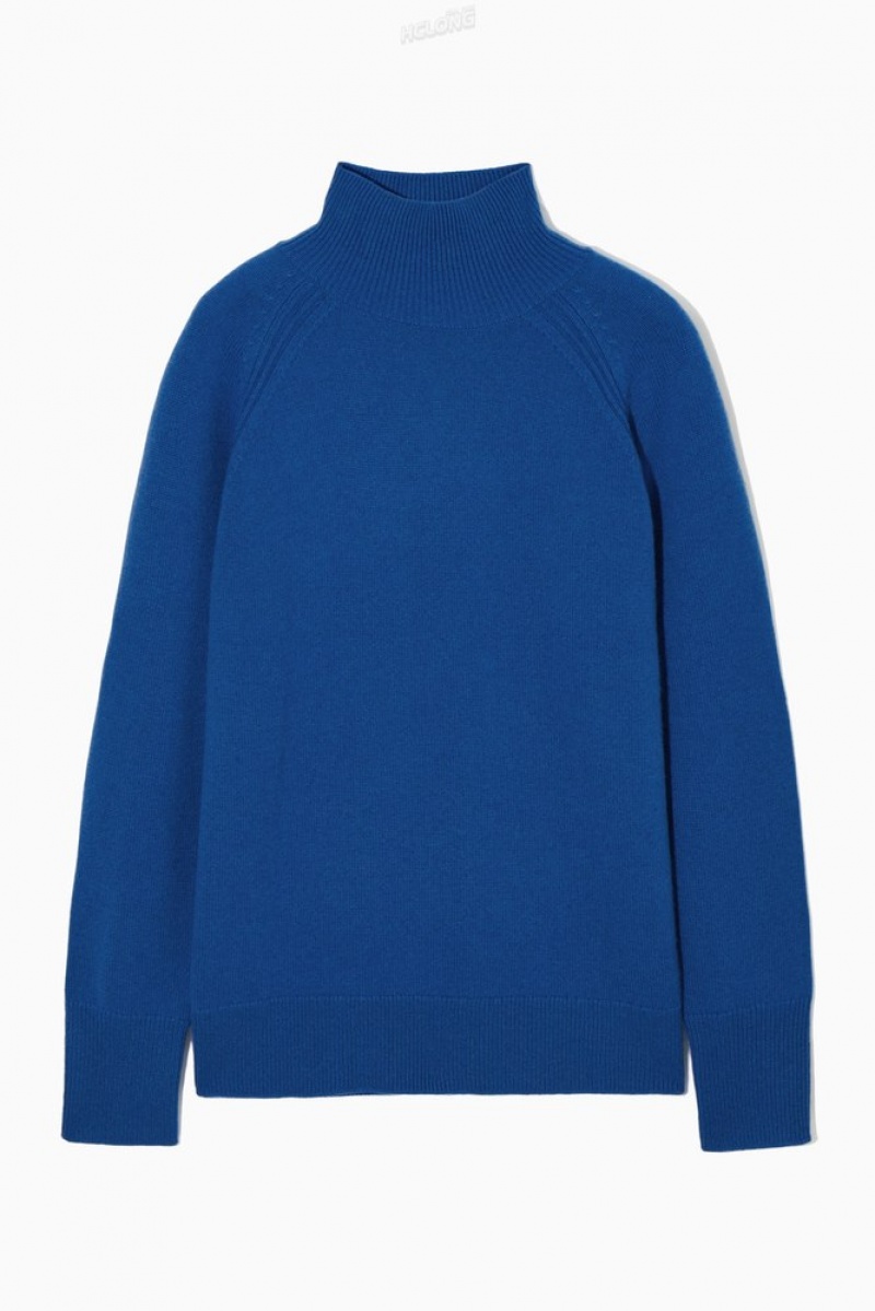 Dark Navy COS Pure Cashmere Turtleneck Jumper Knitwear & Cardigans | PX63-W0MN