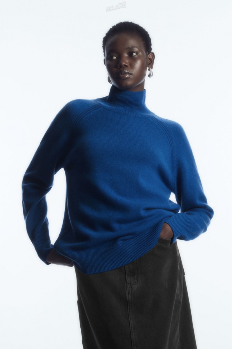 Dark Navy COS Pure Cashmere Turtleneck Jumper Knitwear & Cardigans | PX63-W0MN