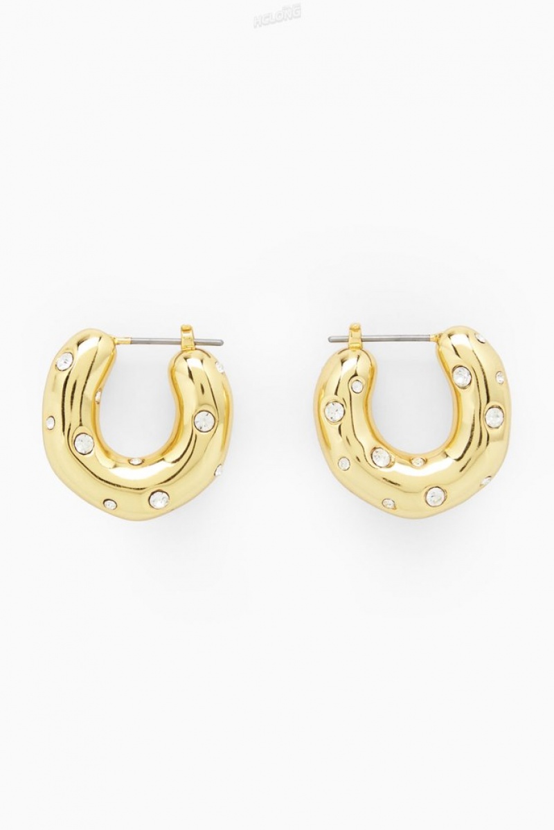 Gold COS Crystal-Embellished Chunky Hoop Earrings Jewelry & Jewellery | YG37-M9AM